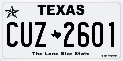 TX license plate CUZ2601