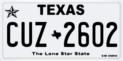 TX license plate CUZ2602