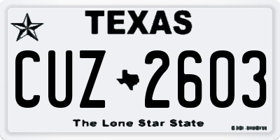 TX license plate CUZ2603