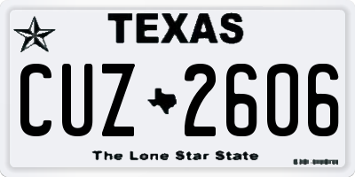 TX license plate CUZ2606