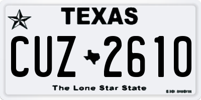 TX license plate CUZ2610