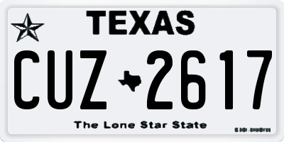 TX license plate CUZ2617