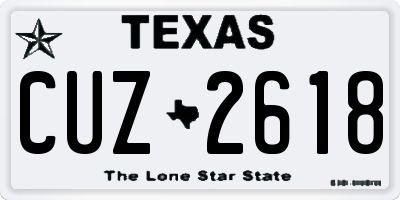 TX license plate CUZ2618