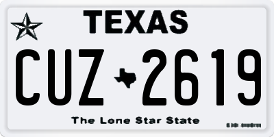 TX license plate CUZ2619