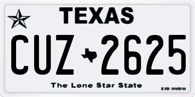 TX license plate CUZ2625