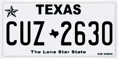 TX license plate CUZ2630