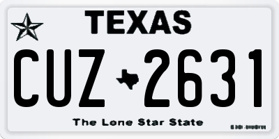 TX license plate CUZ2631