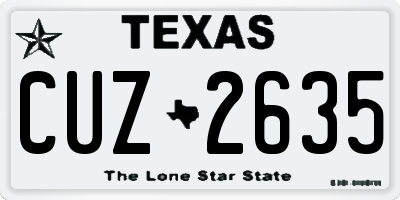 TX license plate CUZ2635