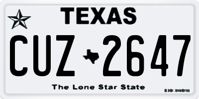 TX license plate CUZ2647