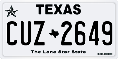 TX license plate CUZ2649