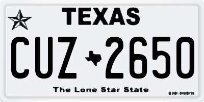TX license plate CUZ2650