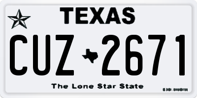 TX license plate CUZ2671