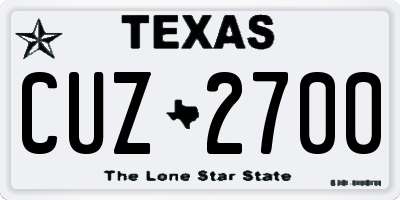 TX license plate CUZ2700