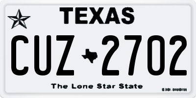 TX license plate CUZ2702