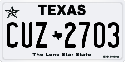 TX license plate CUZ2703