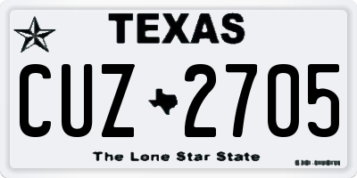 TX license plate CUZ2705