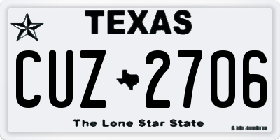 TX license plate CUZ2706