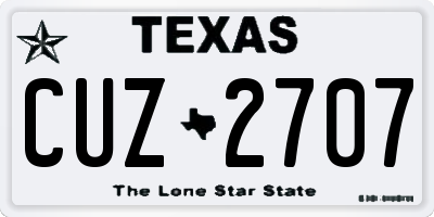 TX license plate CUZ2707