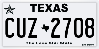 TX license plate CUZ2708
