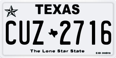 TX license plate CUZ2716
