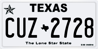 TX license plate CUZ2728