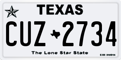 TX license plate CUZ2734