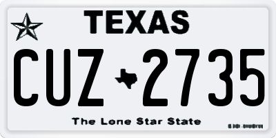 TX license plate CUZ2735