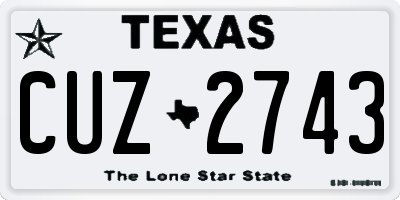 TX license plate CUZ2743