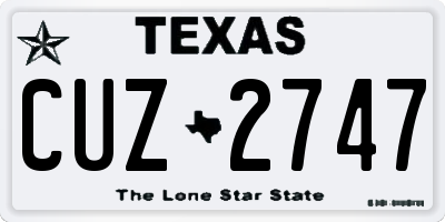 TX license plate CUZ2747