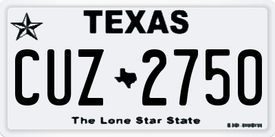 TX license plate CUZ2750