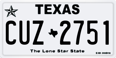 TX license plate CUZ2751