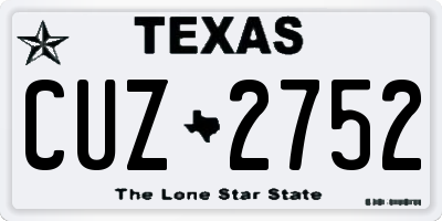 TX license plate CUZ2752