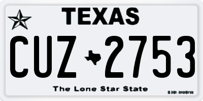TX license plate CUZ2753