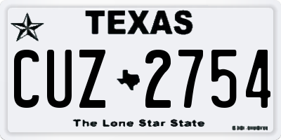 TX license plate CUZ2754