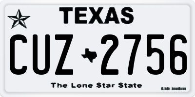 TX license plate CUZ2756