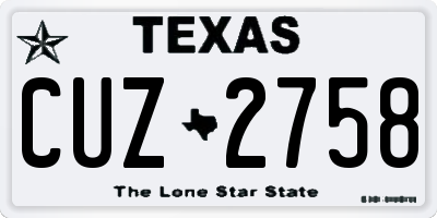 TX license plate CUZ2758