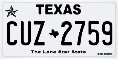 TX license plate CUZ2759