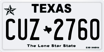 TX license plate CUZ2760