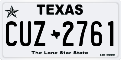 TX license plate CUZ2761