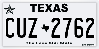 TX license plate CUZ2762