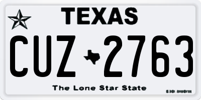 TX license plate CUZ2763