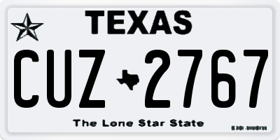 TX license plate CUZ2767