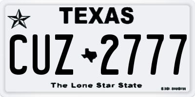 TX license plate CUZ2777