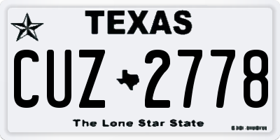 TX license plate CUZ2778