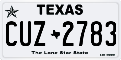 TX license plate CUZ2783