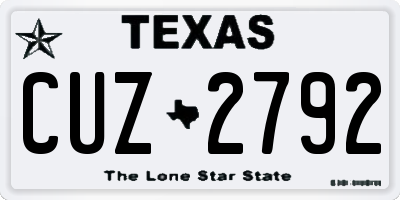 TX license plate CUZ2792