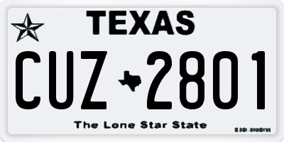 TX license plate CUZ2801