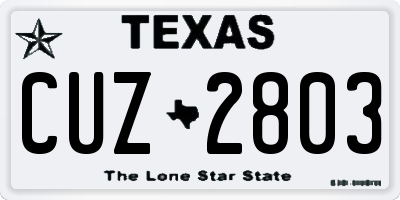 TX license plate CUZ2803