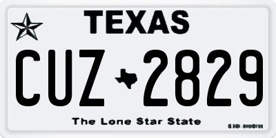 TX license plate CUZ2829