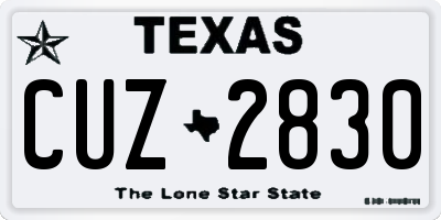 TX license plate CUZ2830